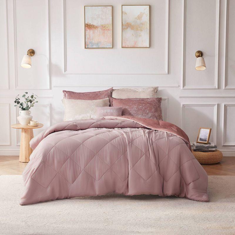 Felicia Crushed Velvet Comforter Set with Throw Pillow