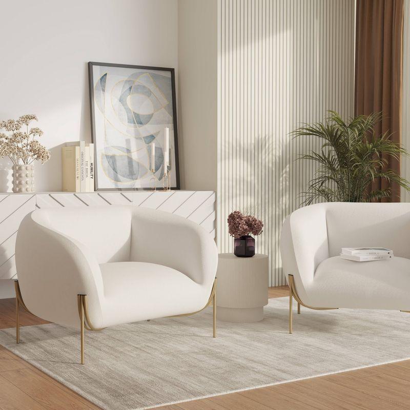 LeisureMod Upholstered Single Seater Sofa in Velvet with Gold Iron Legs  Zuno Collection