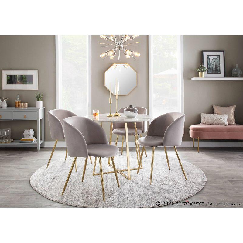 Set of 2 Fran Dining Chairs Velvet/Steel Gold/Silver - LumiSource: Modern Bucket Seat, Tapered Legs