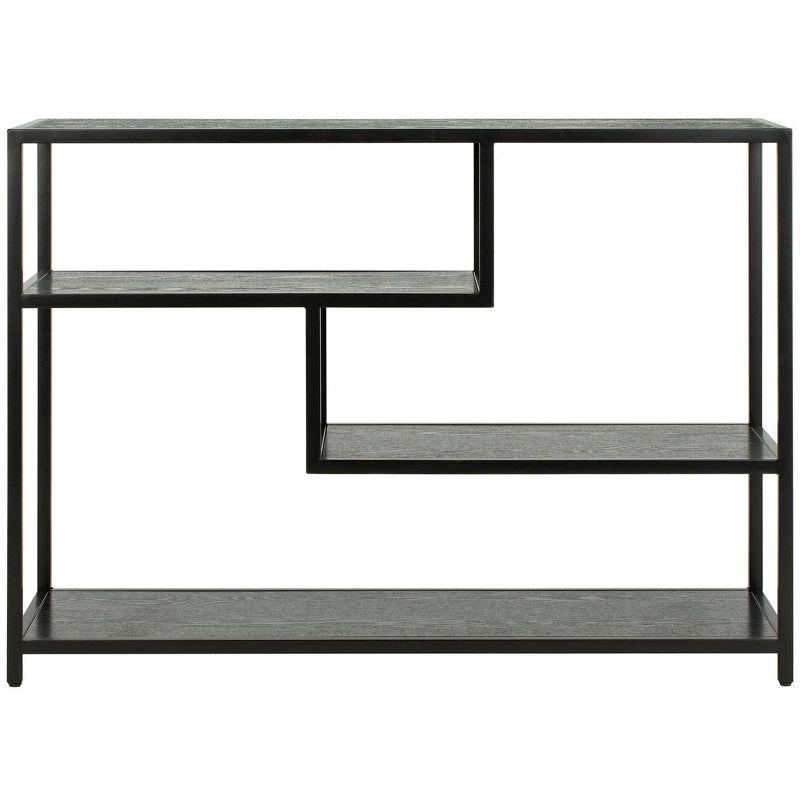 Reese Black Geometric Wood and Metal Console Table