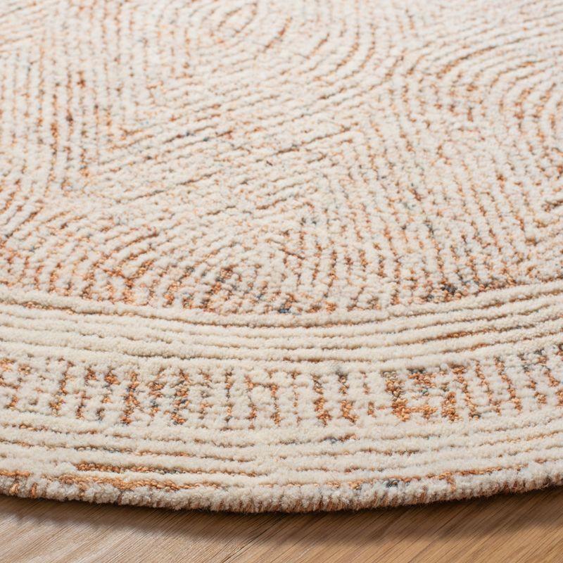 Abstract ABT340 Handmade Indoor Area Rug - Ivory/Rust - 4' Round - Safavieh