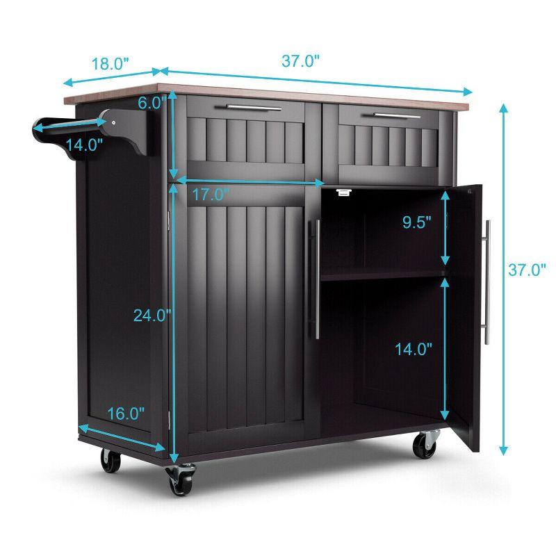 Costway Rolling Kitchen Cart Island Heavy Duty Storage Trolley Cabinet Utility