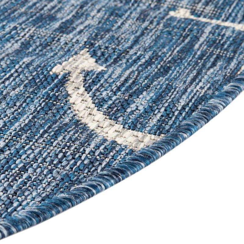 Unique Loom Outdoor Coastal Ahoy Solid Print Woven Area Rug