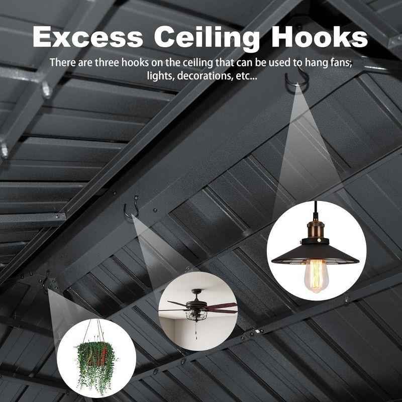 VODYXSEP Hardtop Grill Gazebo, Outdoor BBQ Gazebo With Double Galvanized Steel Roof, Patio Grill Canopy With 2 Cabinets And Ceiling Hooks For Backyard, Lawn, Garden