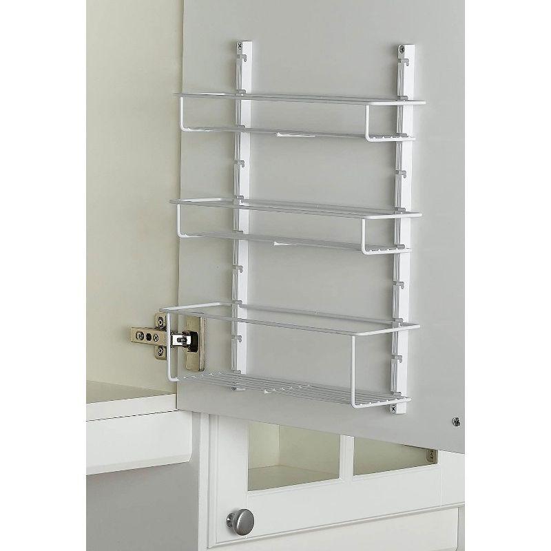 ClosetMaid Adjustable 3 Shelf Spice Rack Organizer Kitchen Pantry Storage for Cabinet Door or Wall Mount with Metal Shelves, White