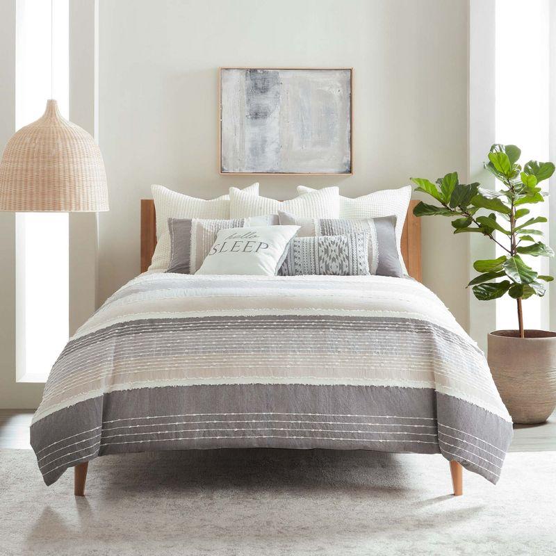 Santander Grey Duvet Set - One Twin Duvet and One Standard Sham - Levtex Home