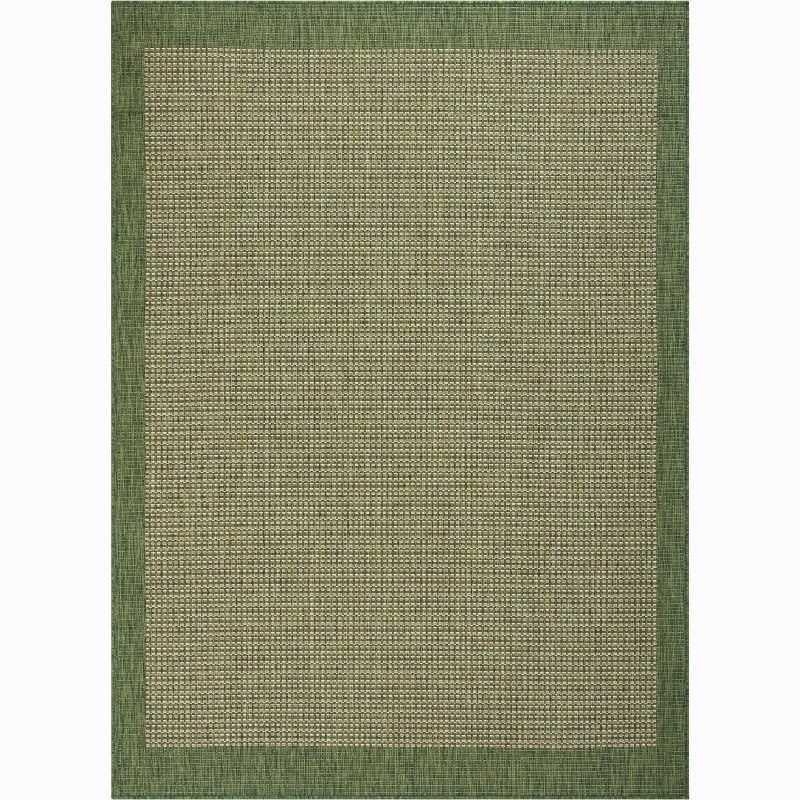 Marshanna Odin Solid Striped Border Indoor Outdoor Green Flatweave Rug