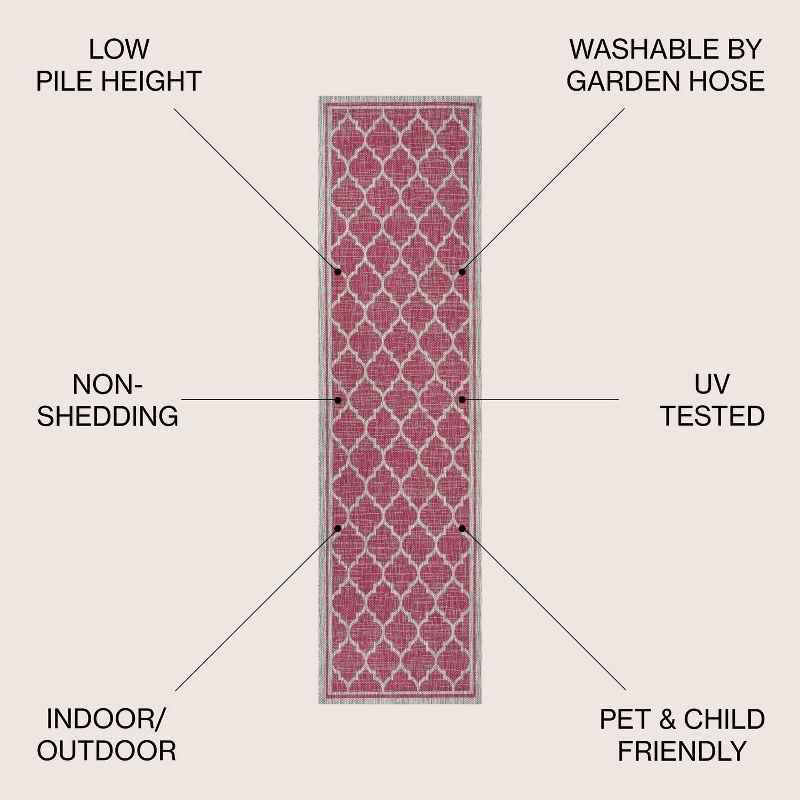 Fuchsia and Light Gray Reversible Indoor/Outdoor Trellis Rug