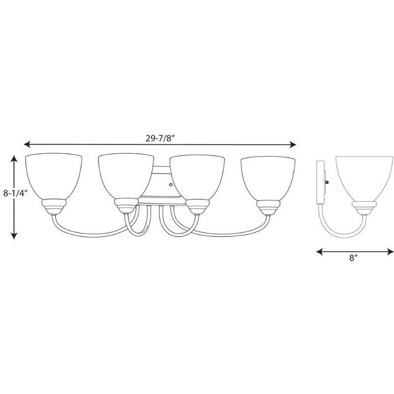 Progress Lighting Heart 4-Light Bath Bracket, Brushed Nickel, Etched Glass Shades