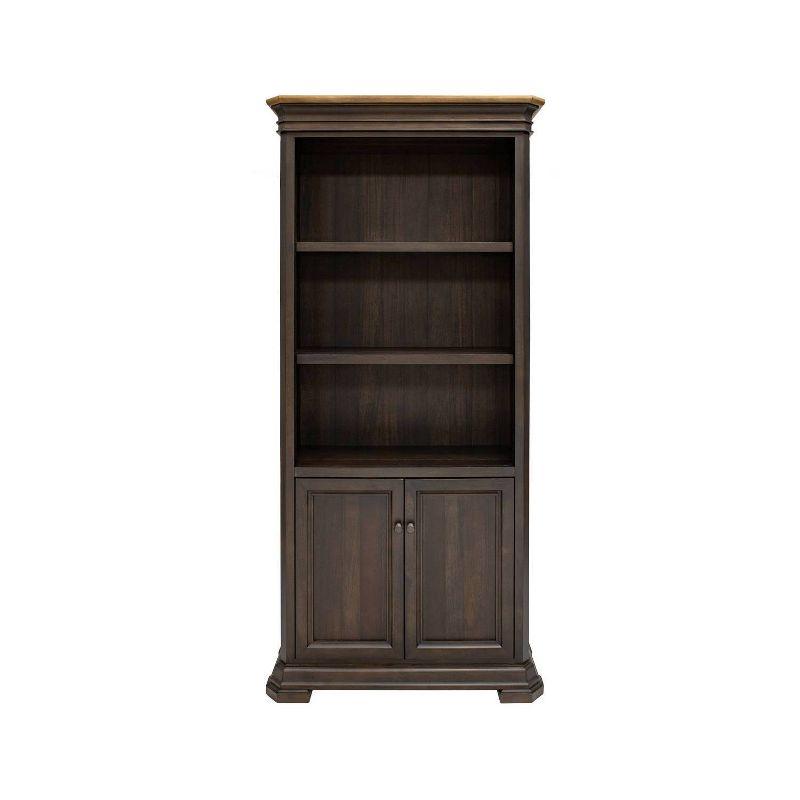 78" Sonoma Bookcase with Doors Brown - Martin Furniture: Arched Design, No Assembly Required