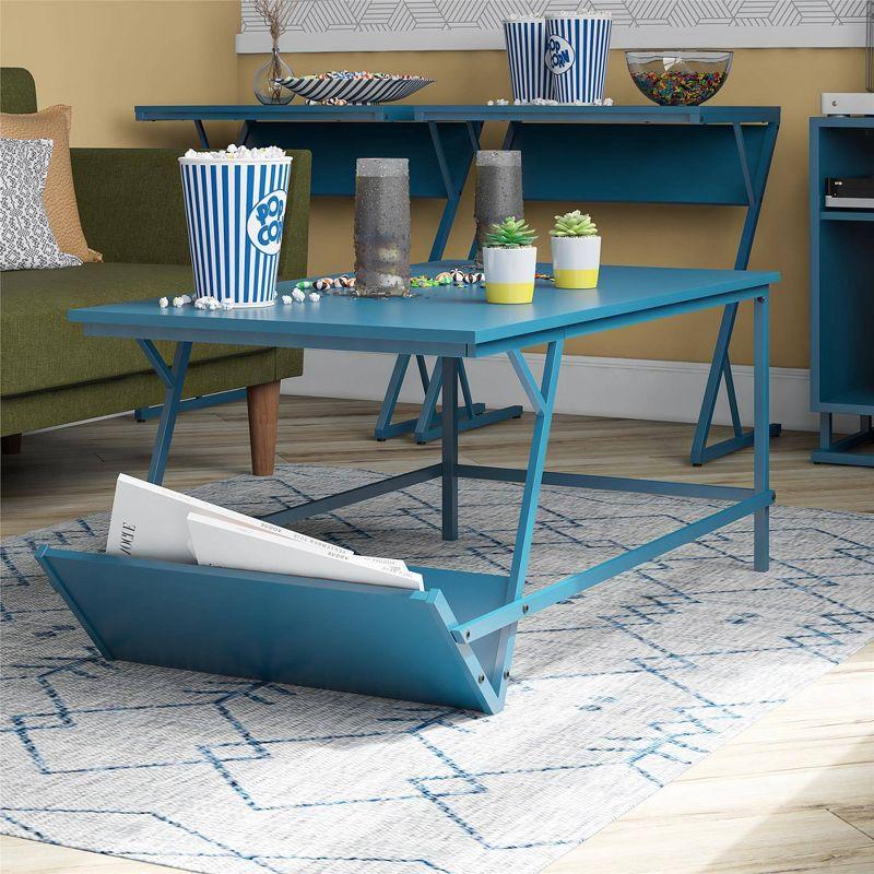 Bright Blue Mid-Century Modern Laminated Particleboard Coffee Table