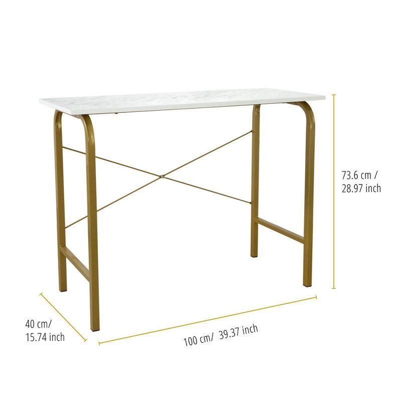 40" Home Office Computer Desk with Metal Base Marble/Brass - Teamson Home: Veneer Top, No Storage, Assembly Required