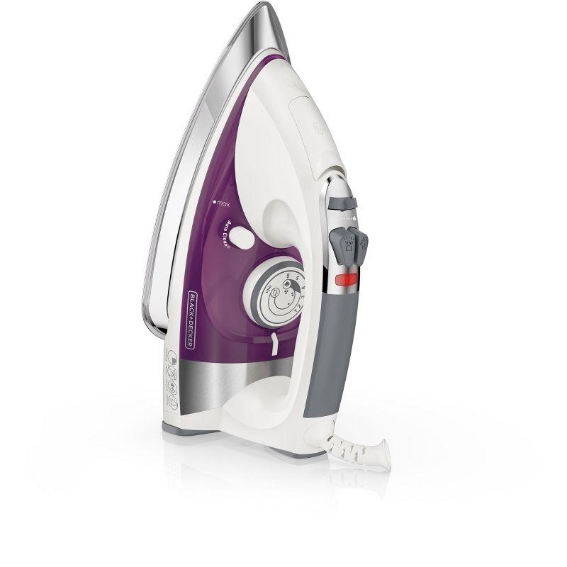 BLACK+DECKER IR1350S Professional Steam Iron with Stainless Steel Soleplate and Extra-Long Cord, Purple