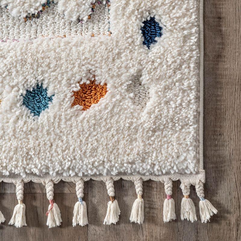 Nuloom Jocelyn Diamond 2x3 Accent Shag Indoor Area Rug for Living Room Bedroom Dining Room Nursery Entryway, Off White/Ivory