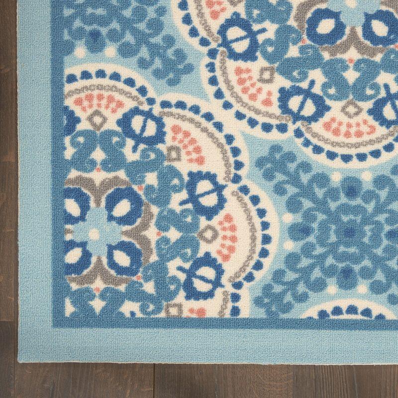 Waverly Floral Blue Outdoor Area Rug