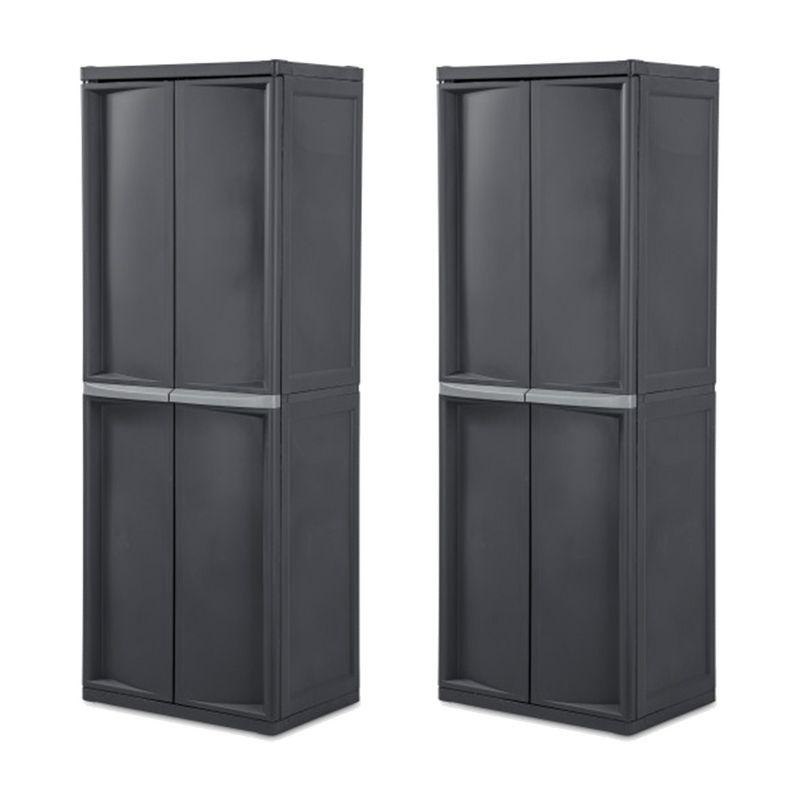 Sterilite Sterilite Adjustable 4-Shelf Gray Storage Cabinet With Doors (Set of 2)