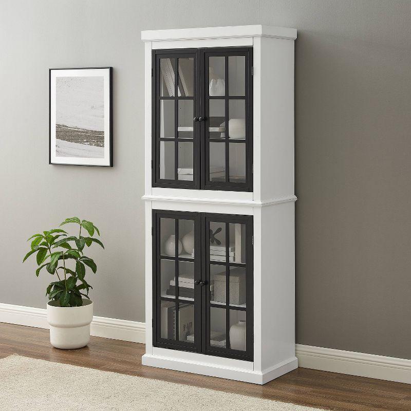 Cecily Tall Storage Pantry White/Matte Black - Crosley: French Country Style, 2 Adjustable Shelves