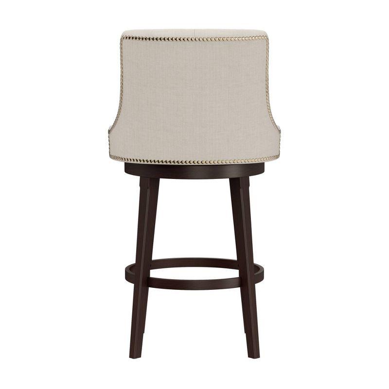 30" Halbrooke Swivel Barstool Smoke/Cream Hillsdale Furniture: Upholstered, Button Tufted, Nailhead Trim