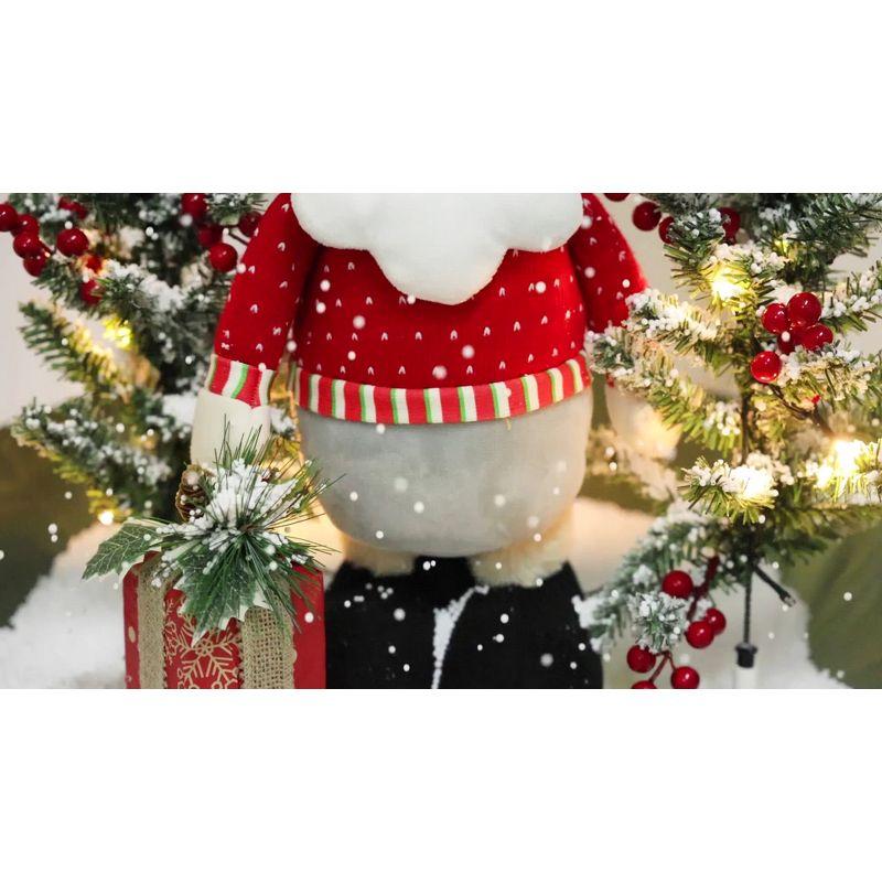 31.5" Red and Green Animated Musical Snowing Christmas Decor with LED Lights