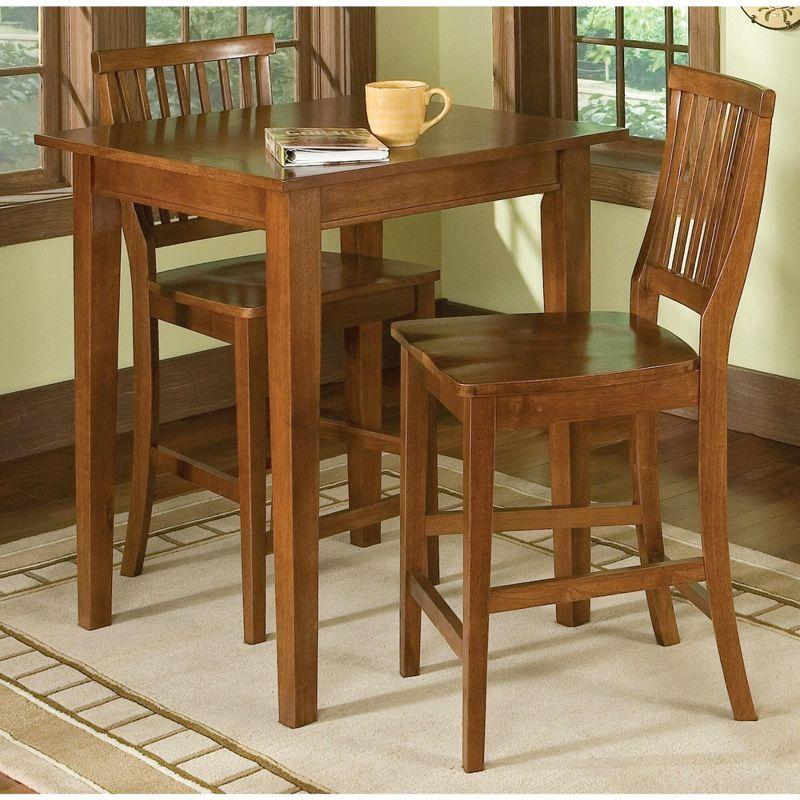 3pc Bistro Counter Height Dining Sets with 2 Stools Wood/Natural - Home Styles: Hardwood, Square Table