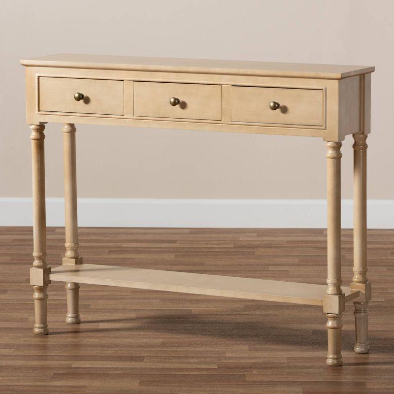 3 Drawer Calvin Wood Entryway Console Table - Baxton Studio