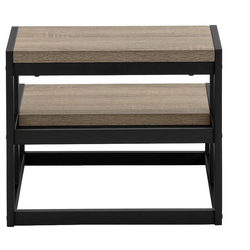 Monarch Specialties Ladder Step Stool Bedroom Kitchen Black Metal Dark Taupe Laminate Contemporary