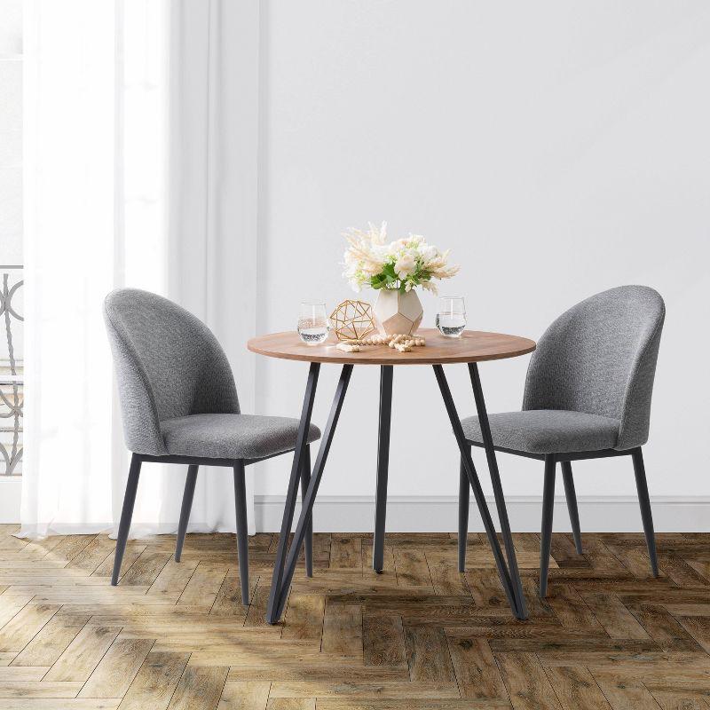 Nash Side Chair with Black Legs Gray - CorLiving: Mid-Century Design, Chenille Upholstery, Foam Support