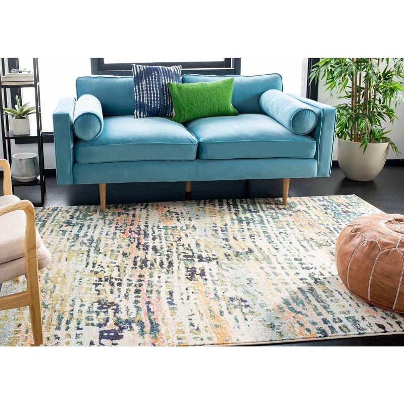 Beige/Navy Hand-Knotted Rectangular Synthetic Area Rug 5'3" x 7'6"