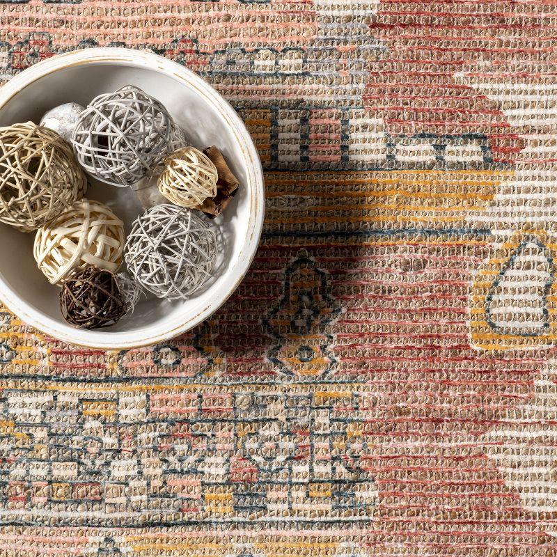 Nuloom Hermina Abstract 4x6 Jute Indoor Area Rug for Dining Room Rug Neutral Rug Living Room Rug Kitchen, Multicolor/Ivory