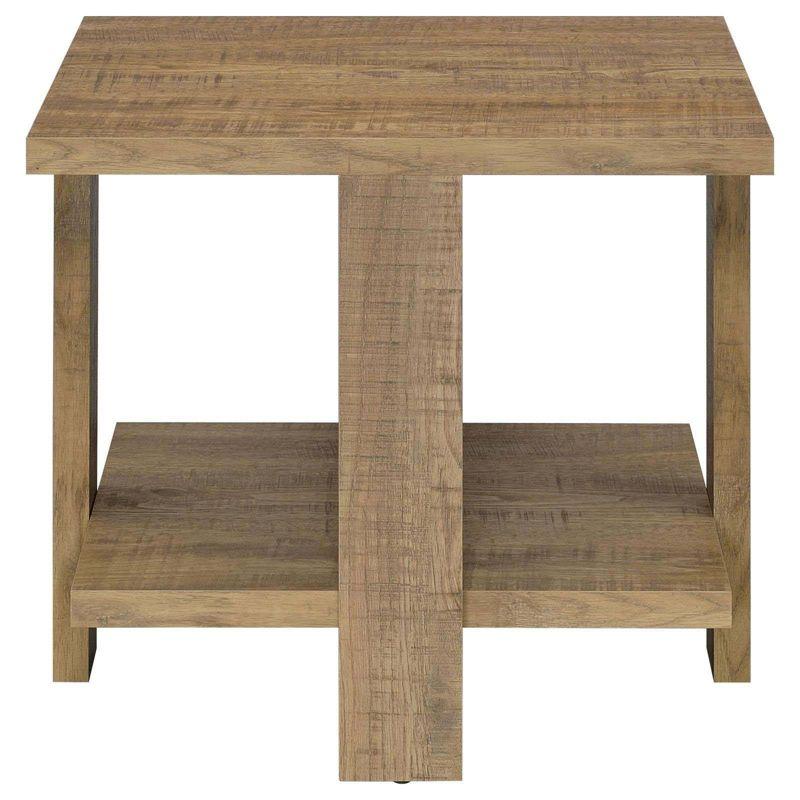 Coaster Dawn Farmhouse Square Wood End Table With Shelf Mango