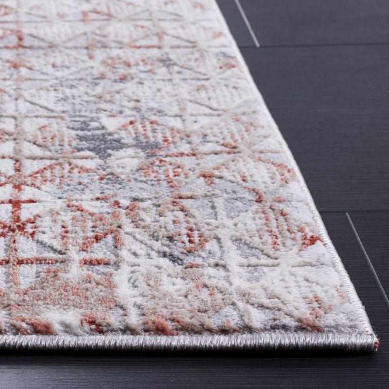 Abstract Elegance 8' x 10' Rust/Grey Synthetic Area Rug