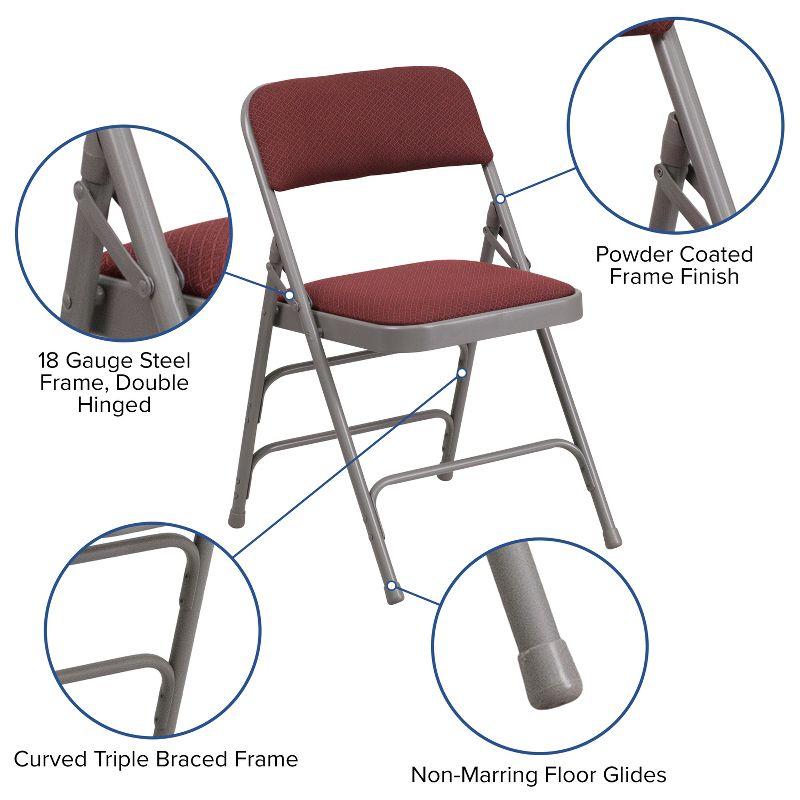 Burgundy Patterned Armless Metal Folding Chair Set