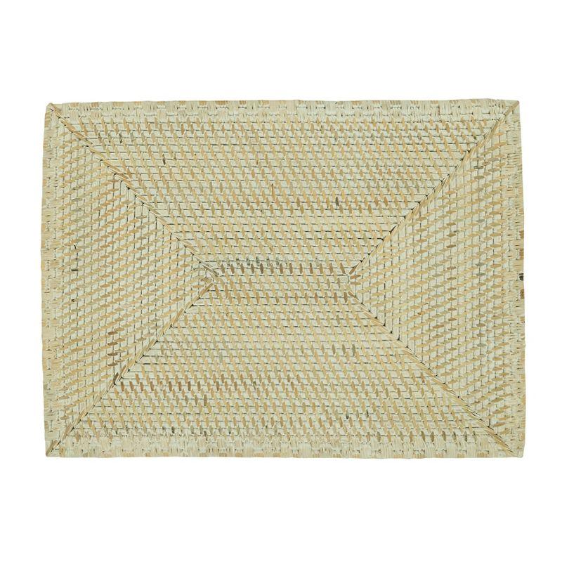 White Woven Rattan Rectangular Table Mats Set of 4