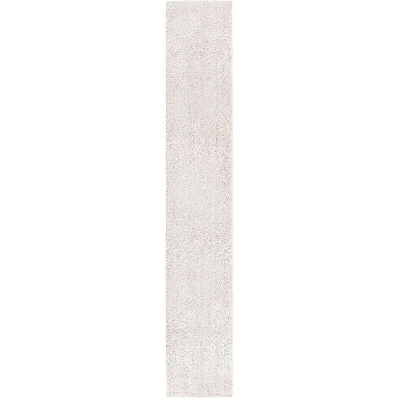 Ivory Shag Synthetic Easy-Care Runner Rug