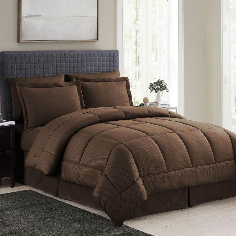 Sweet Home Collection Checkered Embossed Bed In A Bag Comforter Set