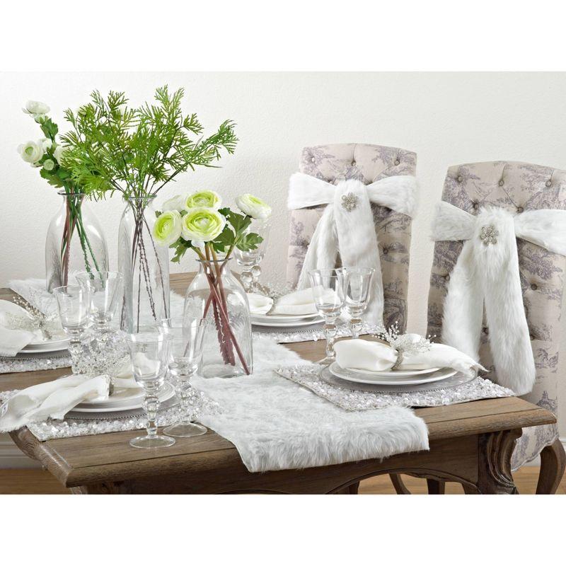 72"x15" Faux Fur Table Runner White - Saro Lifestyle