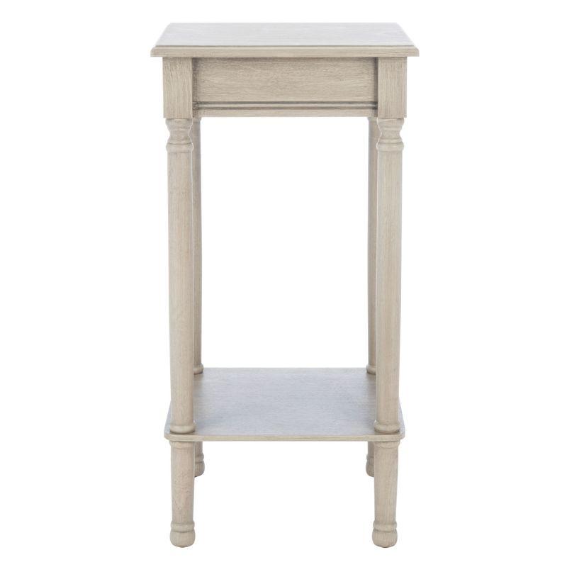 Elegant Greige 21" Square Wood & Metal Accent Table