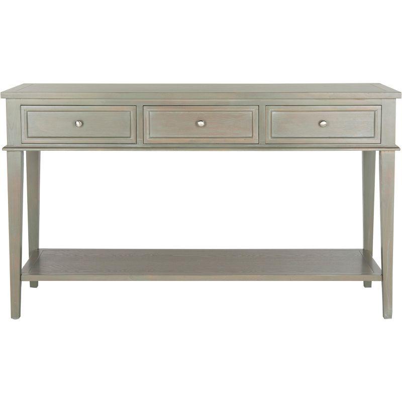 Ash Grey Transitional Rectangular Console Table with Storage