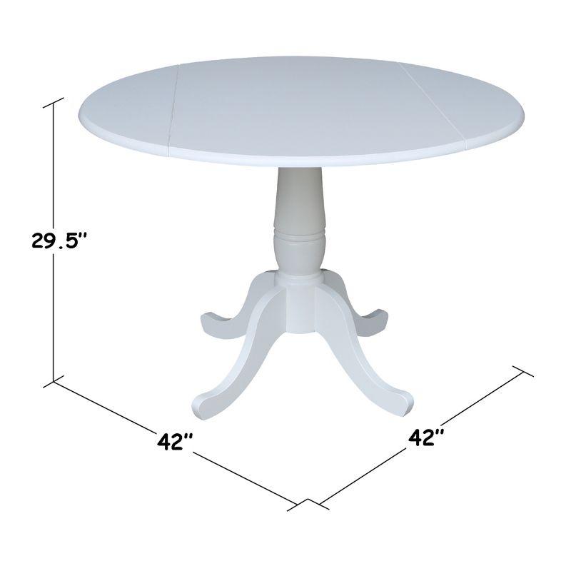 42" Patsy Round Top Dual Dining Table White - International Concepts: Drop Leaf, Seats 4