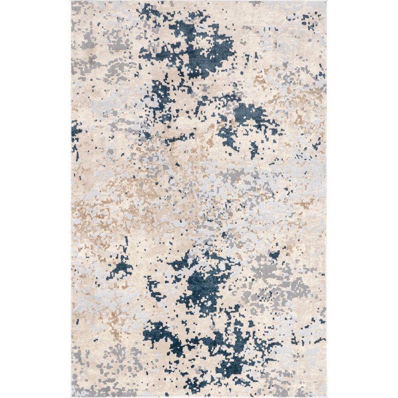 Light Grey Abstract Reversible Synthetic Area Rug 7x9