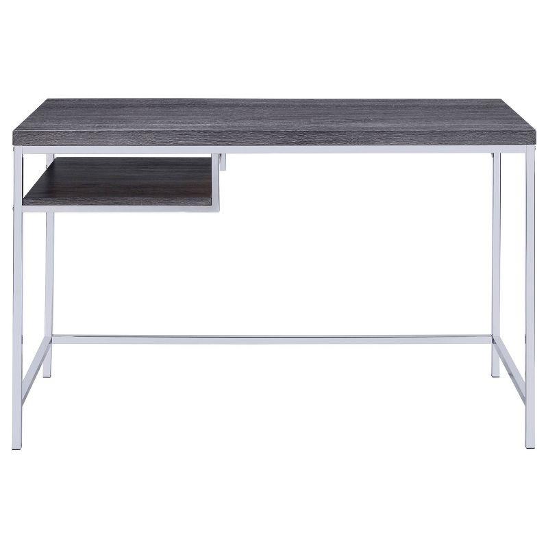 Kravitz Writing Desk with Storage Shelf Weathered Gray - Coaster: Steel Frame, Open Compartment, Home Office