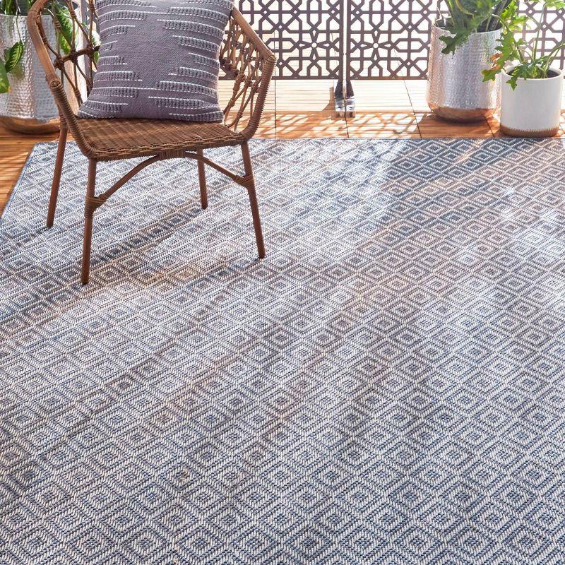 Modern Geometric Denim/Cream Durable Synthetic Area Rug