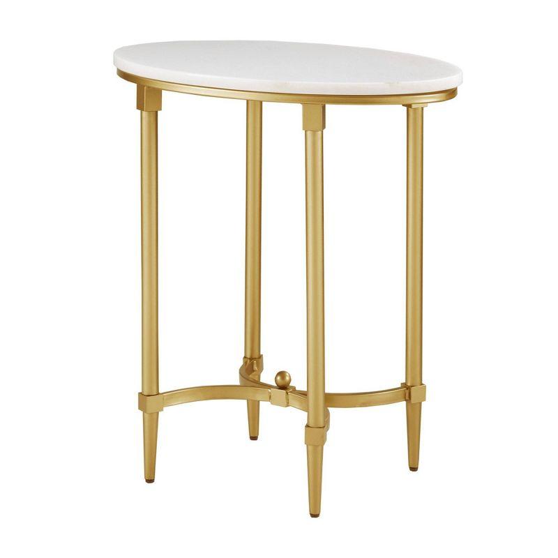 Bordeaux Marble Top Oval Gold Metal End Table