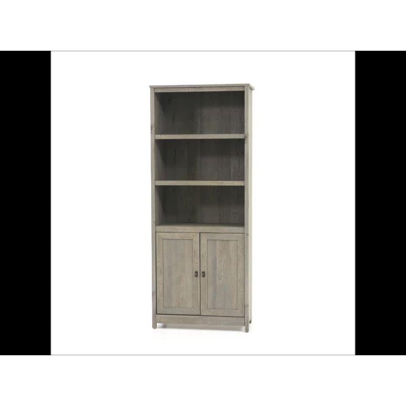 Cottage Road Library with Doors Mystic Oak - Sauder: Adjustable Shelves, Hidden Storage