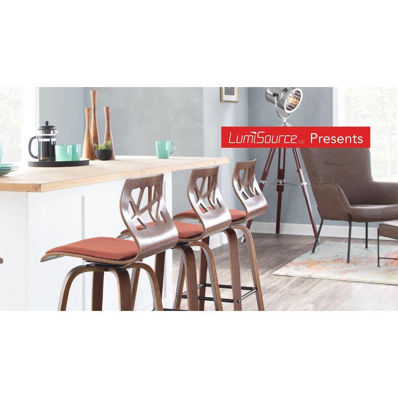 Set of 2 Folia Upholstered Counter Height Barstools Cream/Walnut - Lumisource: Wood Frame, Foam Padded Seat, Swivel Function