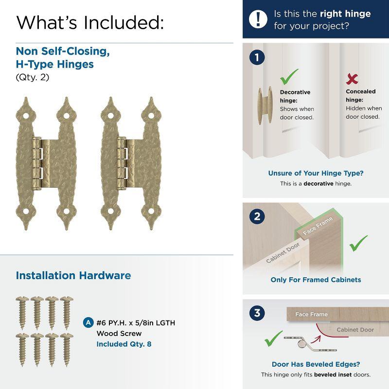 Amerock 3/8in (10mm) Offset Non-Self Closing Face Mount Golden Champagne Cabinet Hinge - 1 Pair