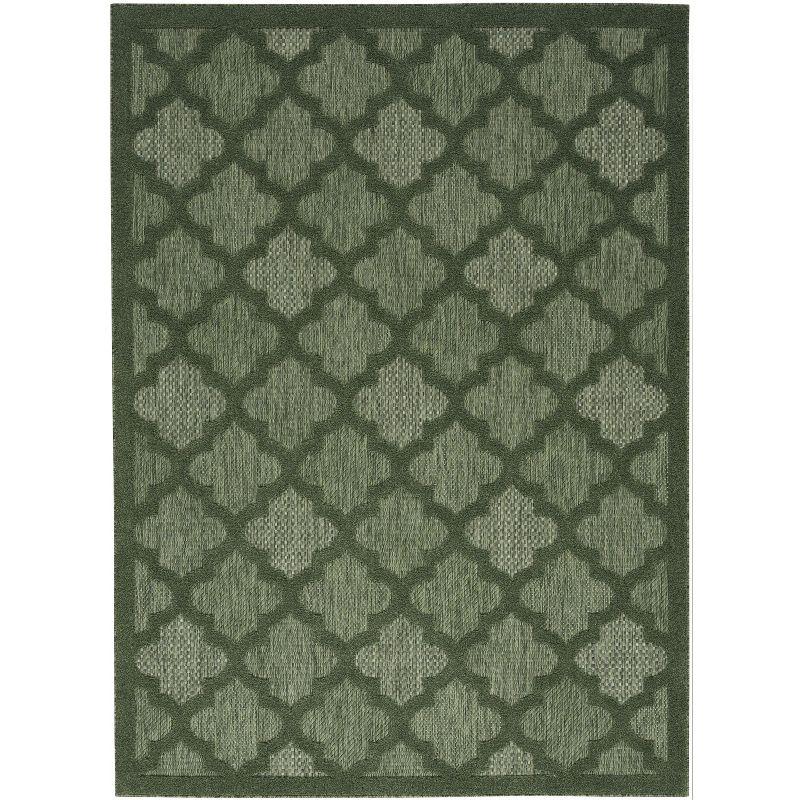 Nourison Easy Care Trellis Flatweave Indoor Outdoor Area Rug 6' x 9' Green