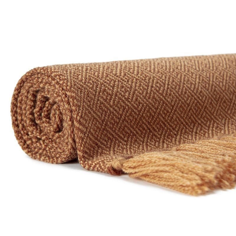 Toddler Brown Knitted Fringe Throw Blanket