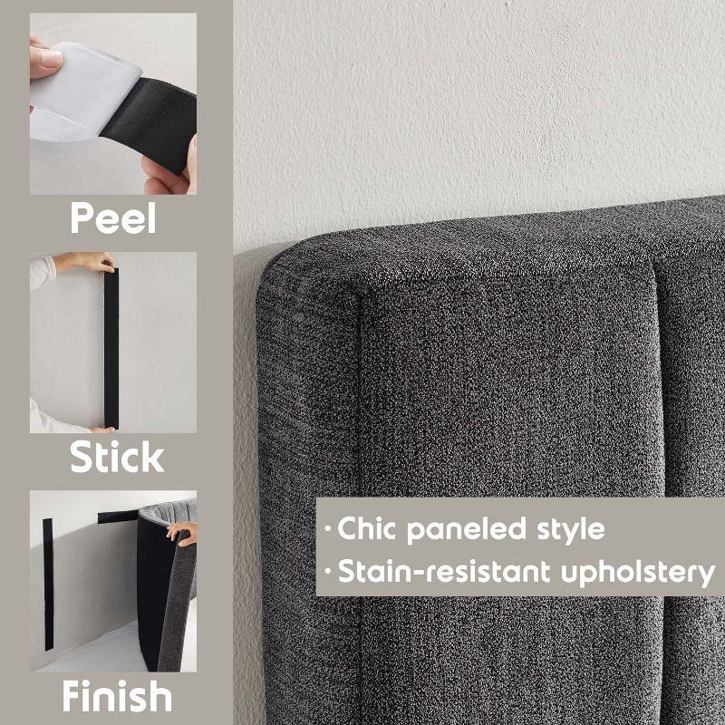 Upholstered Queen Headboard - Easy Assemble Wall Mounted Headboard with 3D Soundproof Wall Panels for Queen Size Bed - Gray