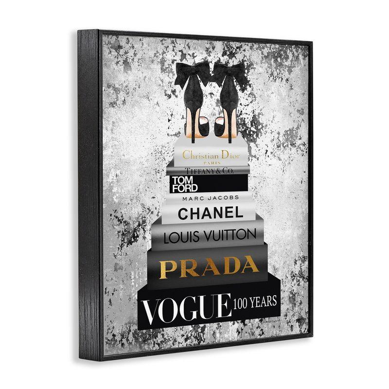 Stupell Industries " Fashion Designer Shoes Bookstack Black And White Watercolor "